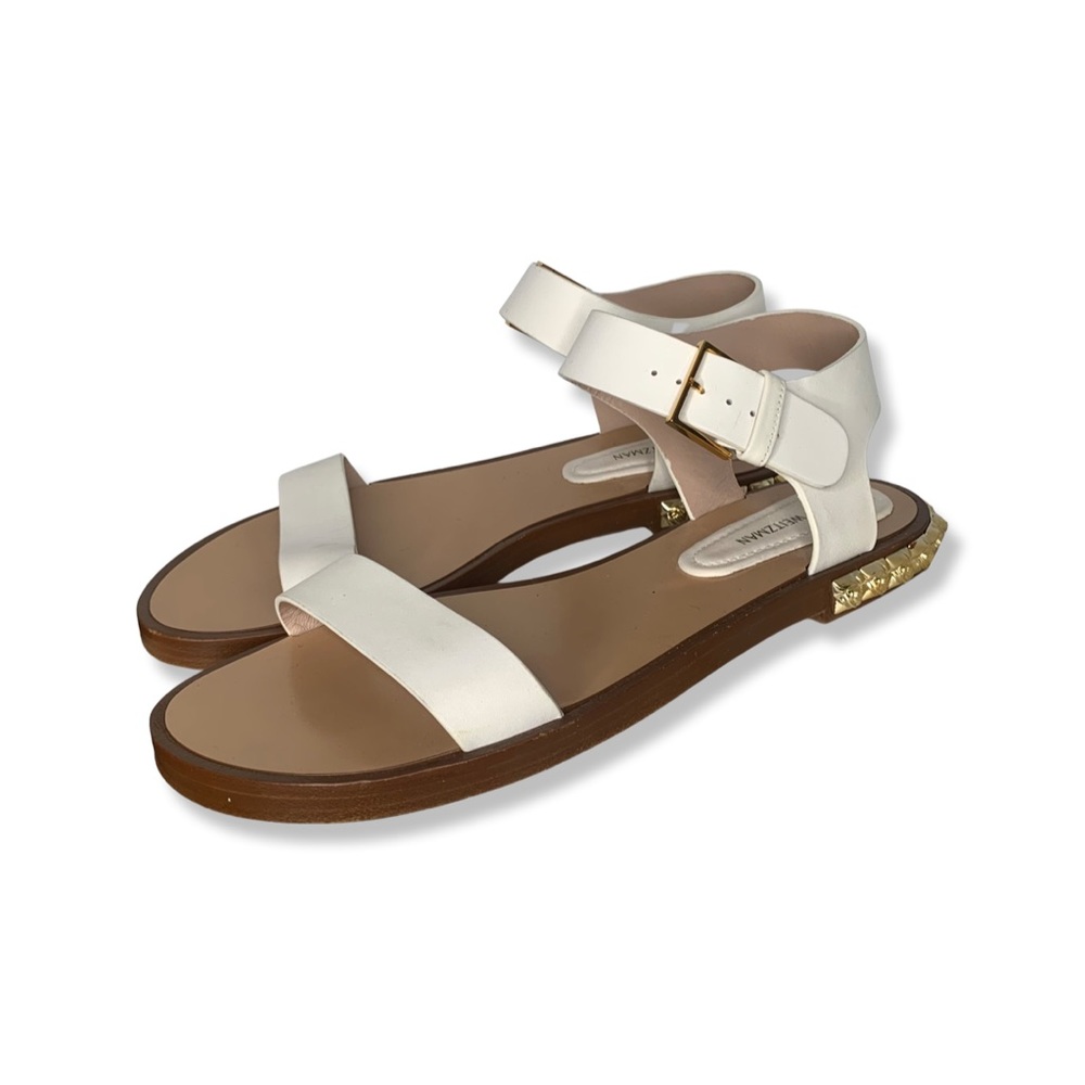 Women's Stuart Weitzman Rosewood Leather Studded Ankle Strap Sandals Sz 8 - Picture 5 of 7